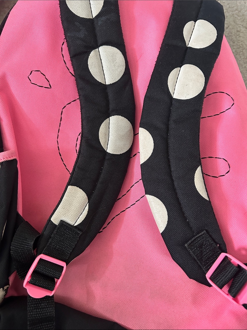 ☮️Justice Backpack - Black & Pink Polka Dots with Glitter J ☮️ - Picture 11 of 14